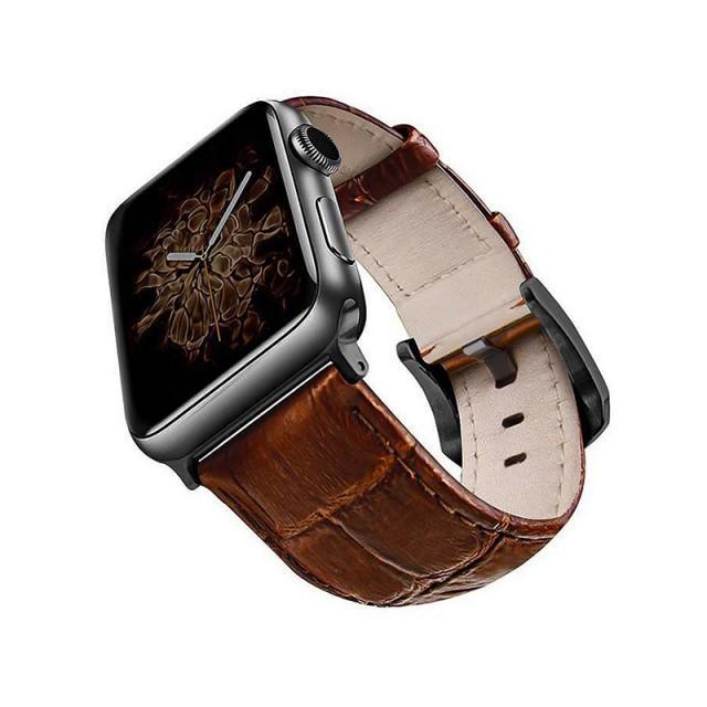 Viva Madrid Montre Crox Leather Strap Strap for Apple Watch 42/44MM - Brown/Silver
